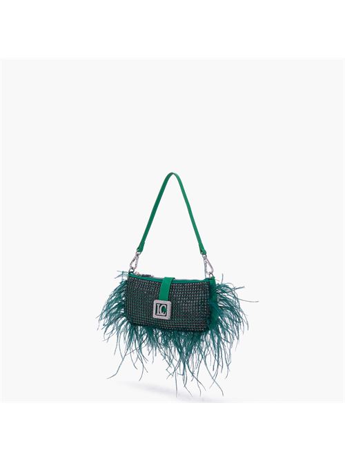 mini borsa con strass e piume night ed. La carrie | 132M-KM-512-WSP/GREGREEN